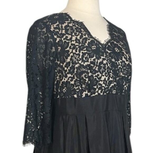 Eliza J Dress V-neck Black Lace Taffeta Floor Length Gown Women’s Plus Size 14W - Picture 6 of 12